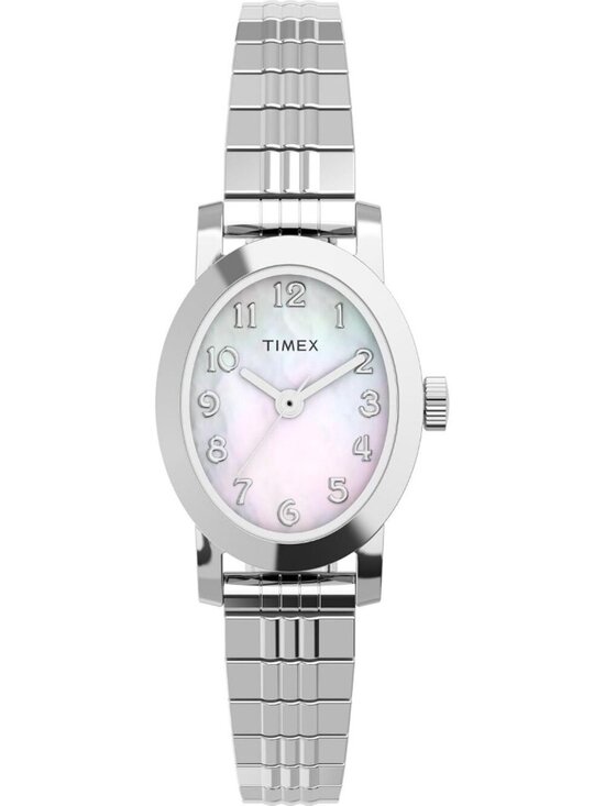 Women\'s Silver Analog Quartz Solid Cavatina Pearl Dial Oval Classic Wrist Watch